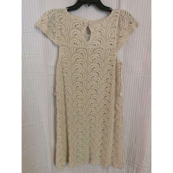 INC JUNIORS TEENS CROCHET DRESS SIZE LARGE CREAM WITH GOLD METALLIC NWT PARTY - Picture 2 of 3